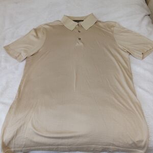 Robert Barakett Pima Cotton Polo Shirt Mens M Beige Tan Luxury Soft Knit
